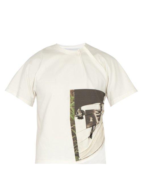 Matchesfashion.com Bianca Saunders - Gathered Cropped Cotton Blend T Shirt - Mens - Black Green