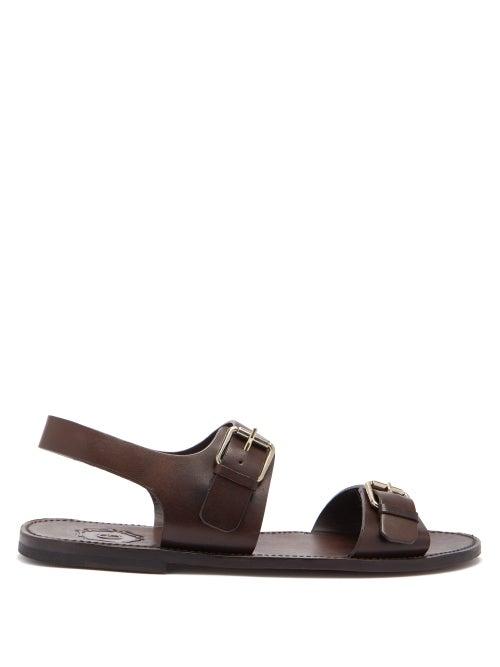 Matchesfashion.com Grenson - Lorenzo Buckled Leather Sandals - Mens - Dark Brown