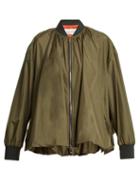 Matchesfashion.com Valentino - Oversized Zip Through Silk Jacket - Womens - Green