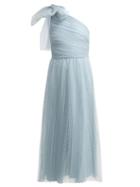 Matchesfashion.com Redvalentino - One Shoulder Tulle Midi Dress With Bow - Womens - Light Blue