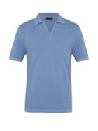 Matchesfashion.com Altea - Knitted Cotton Polo Shirt - Mens - Blue