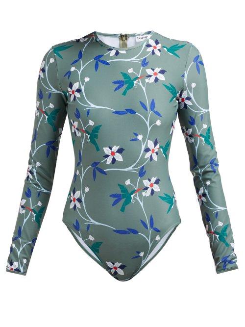 Matchesfashion.com Thorsun - Collins Tropical Floral Print Swimsuit - Womens - Khaki Multi