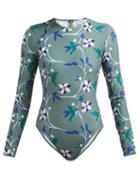 Matchesfashion.com Thorsun - Collins Tropical Floral Print Swimsuit - Womens - Khaki Multi