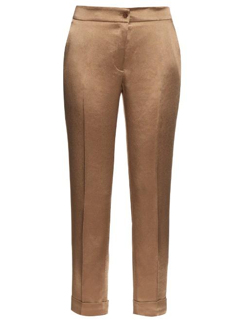 Etro High-rise Cigarette-leg Satin Trousers