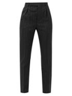 Matchesfashion.com Saint Laurent - Metallic-pinstripe Wool-blend Trousers - Womens - Black Silver