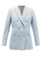 Matchesfashion.com Another Tomorrow - Double-breasted Wool Grain De Poudre Jacket - Womens - Light Blue