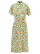 A.p.c. - Drew Floral-print Crepe Shirt Dress - Womens - Orange Multi