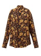 Matchesfashion.com Matteau - Oversized Floral Print Silk Shirt - Womens - Yellow Print