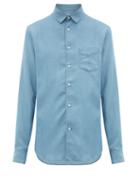 Matchesfashion.com Officine Gnrale - Garment-dyed Chambray Shirt - Mens - Light Blue