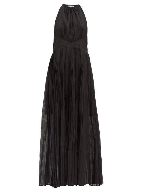 Matchesfashion.com Thierry Colson - Vanessa Halterneck Cotton-blend Maxi Dress - Womens - Black