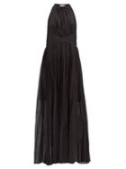 Matchesfashion.com Thierry Colson - Vanessa Halterneck Cotton-blend Maxi Dress - Womens - Black