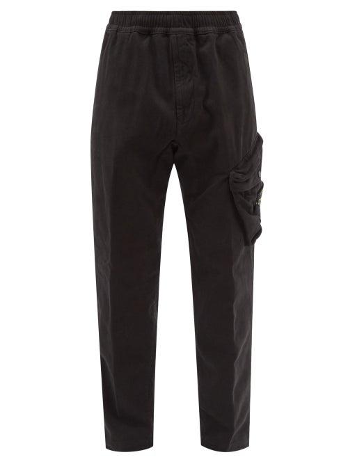Stone Island - Logo-patch Cotton-twill Cargo Trousers - Mens - Black