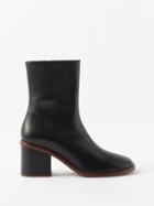 Chlo - Meganne Block-heel Leather Ankle Boots - Womens - Black