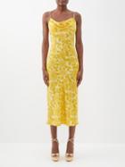 Olivia Von Halle - Bibi Silk Crepe De Chine Midi Slip Dress - Womens - Yellow