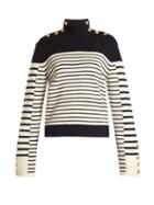 Matchesfashion.com Jw Anderson - Breton Stripe Roll Neck Sweater - Womens - Navy White