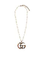 Matchesfashion.com Gucci - Gg Crystal-embellished Pearl Necklace - Womens - Multi