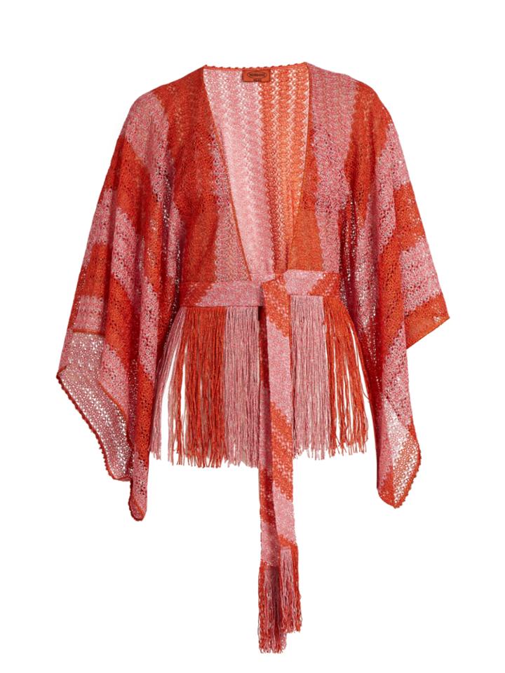 Missoni Mare Fringed Fine-knit Cropped Kaftan