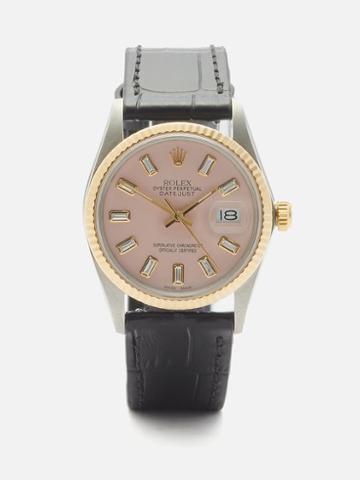 Lizzie Mandler - Vintage Rolex Datejust 33mm Diamond & Gold Watch - Womens - Pink Multi