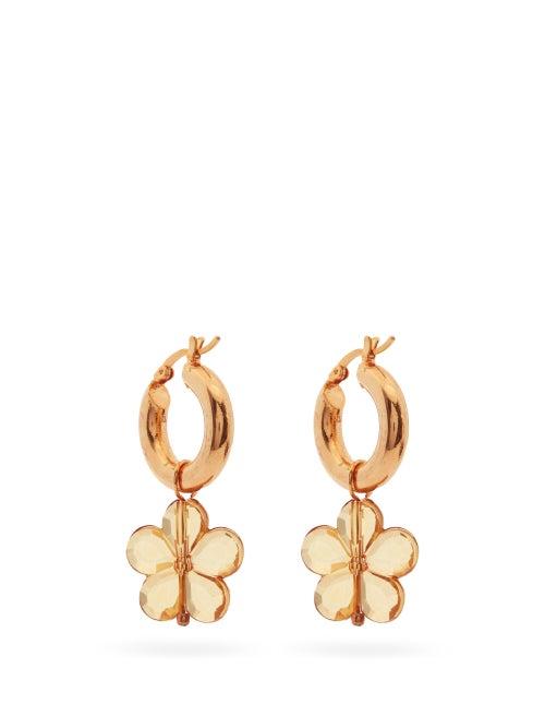 Matchesfashion.com Shrimps - Caroline Flower-bead Hoop Earrings - Womens - Gold