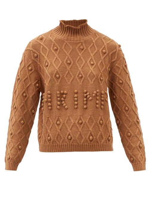 Shrimps - Cornelia Bobble-logo Merino-blend Sweater - Womens - Camel