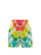 Ladies Rtw The Elder Statesman - Burst Tie-dye Cashmere Shorts - Womens - Yellow Multi