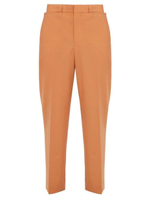 Matchesfashion.com Burberry - Tumbled Wool Wide Leg Trousers - Mens - Orange