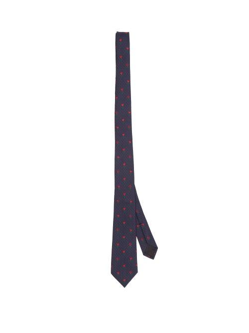 Matchesfashion.com Gucci - Gg & Heart Jacquard Silk Tie - Mens - Navy Multi