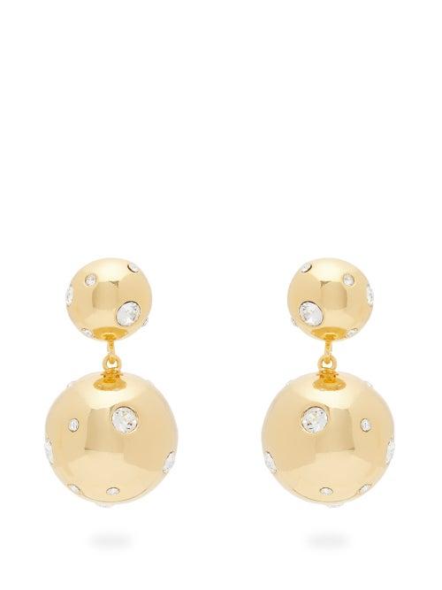 Matchesfashion.com Rebecca De Ravenel - I See Stars Crystal Gold Plated Clip Earrings - Womens - Gold Multi