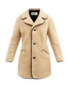 Saint Laurent - Leather-trimmed Shearling Coat - Womens - Beige
