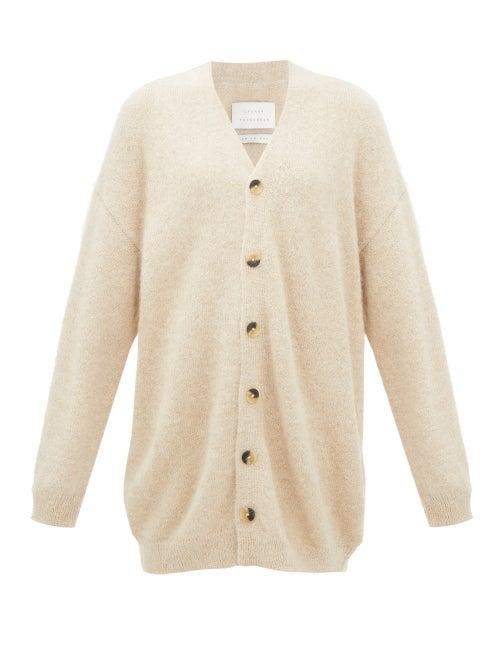 Lauren Manoogian - V-neck Alpaca Cardigan - Womens - Light Beige