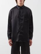 Albus Lumen - Patch-pocket Silk-satin Shirt - Mens - Black