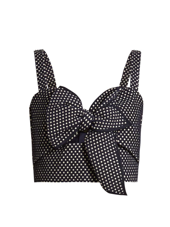 Johanna Ortiz Pozole Polka-dot Stretch-cotton Cropped Top