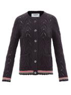 Thom Browne - Cable-knit Merino Wool Cardigan - Womens - Navy