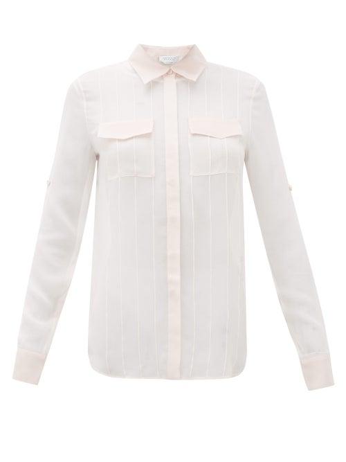 Matchesfashion.com Gabriela Hearst - Steve Pintuck-pleated Silk-chiffon Blouse - Womens - Pink