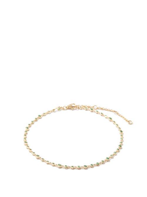Shay - Infinity Emerald & 18kt Gold Anklet - Womens - Yellow Gold
