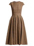 Matchesfashion.com Rochas - Checked Wool Blend Dress - Womens - Brown Multi