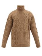 Matchesfashion.com Dsquared2 - Cable-knitted Roll-neck Wool Sweater - Mens - Brown