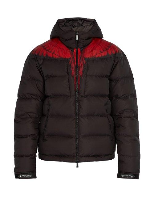 Matchesfashion.com Marcelo Burlon - Wing Print Quilted Down Jacket - Mens - Black