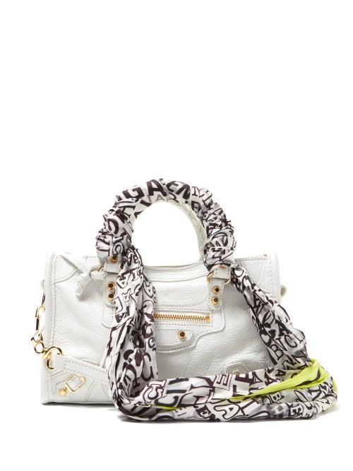 Matchesfashion.com Balenciaga - Classic City Nano Scarf Handle Leather Bag - Womens - White Multi