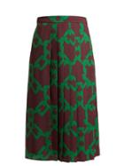 Matchesfashion.com Msgm - Chain Print Pleated Crepe Skirt - Womens - Burgundy