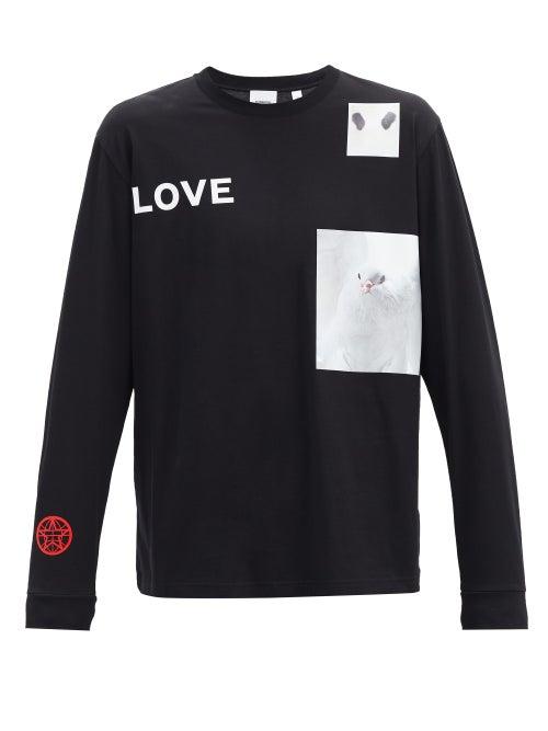 Matchesfashion.com Burberry - Montage-print Long-sleeved Cotton-jersey T-shirt - Mens - Black