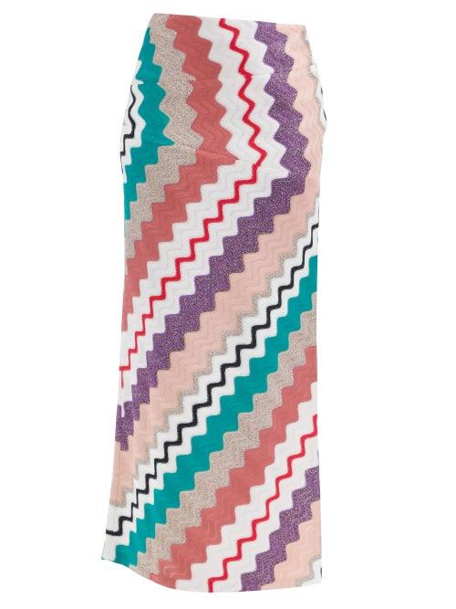Matchesfashion.com Missoni - Metallic Zigzag-jacquard Slip Skirt - Womens - Multi