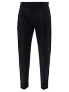 Alexander Mcqueen - Pleated Slim-leg Cotton-gabardine Trousers - Mens - Navy