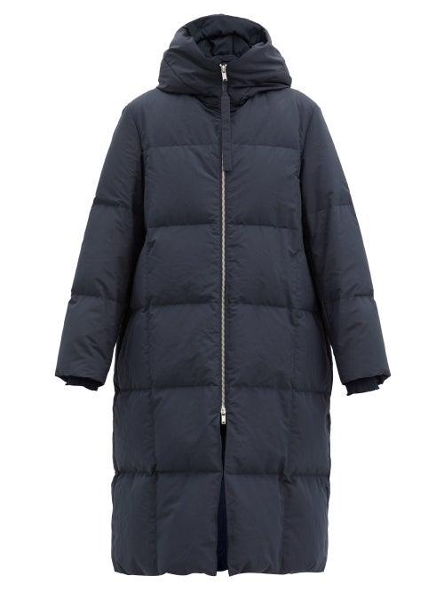 Matchesfashion.com Jil Sander - Harness-strap Quilted-down Shell Hooded Coat - Womens - Navy