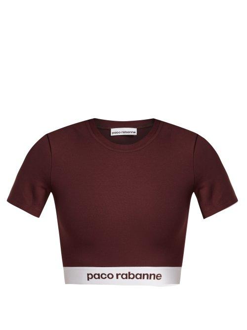 Matchesfashion.com Paco Rabanne - Bodyline Logo Jacquard Performance Cropped Top - Womens - Burgundy