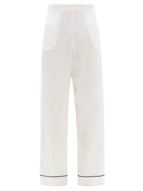 Ladies Lingerie Asceno - London Sandwashed Silk-satin Pyjama Trousers - Womens - White