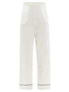 Ladies Lingerie Asceno - London Sandwashed Silk-satin Pyjama Trousers - Womens - White