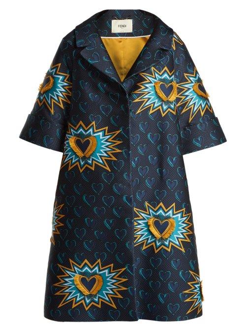 Matchesfashion.com Fendi - Heart Beat Jacquard Coat - Womens - Multi