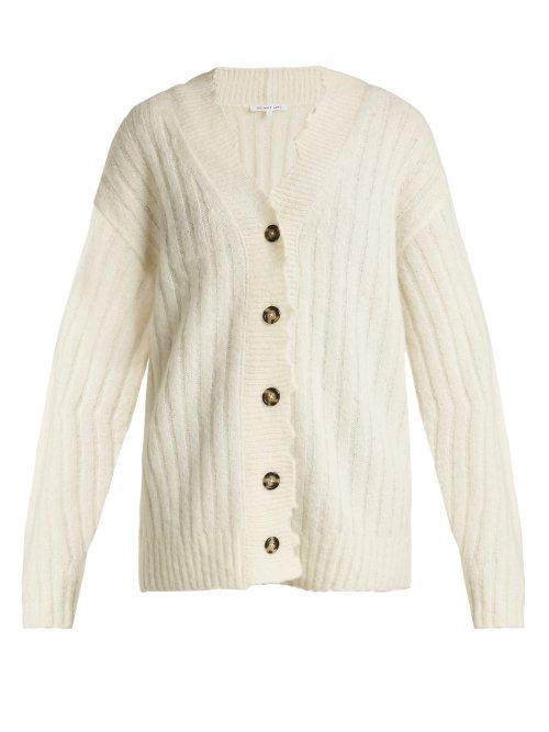 Matchesfashion.com Helmut Lang - Distressed Ribbed Knit Cardigan - Womens - Ivory