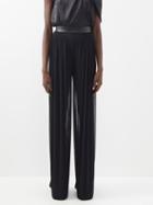 Palmer/harding Palmer//harding - Tension Leather-trimmed Mesh Trousers - Womens - Black